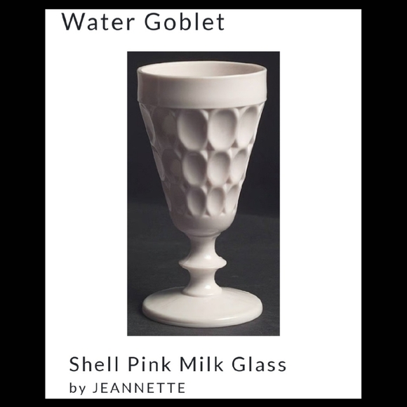 1950s (1) "Shell Pink Milk Glass" 6 3/8" Water Goblet by Jeannette - Picture 2 of 9